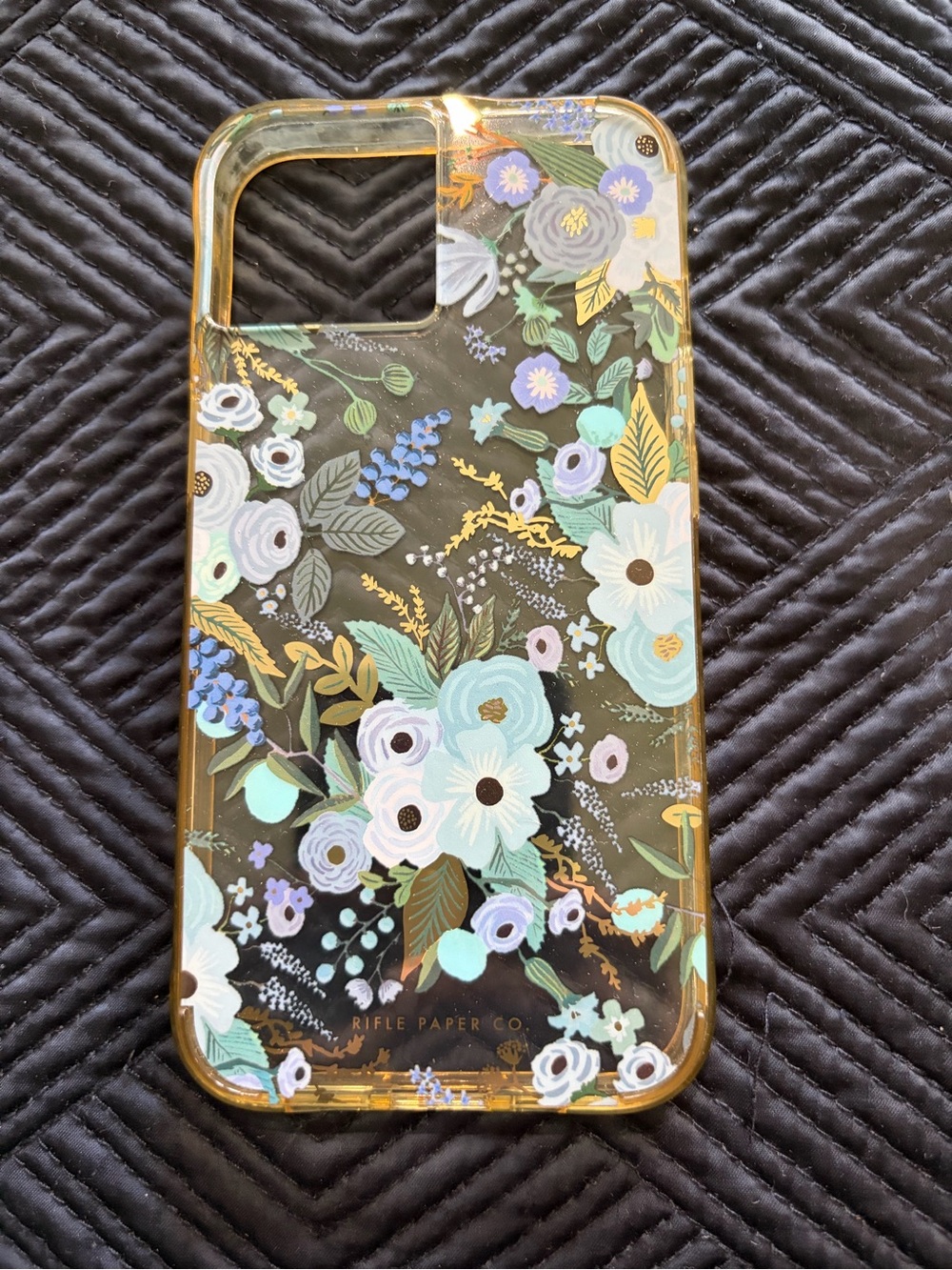 Rifle Paper Co. Clear Floral Phone Case with Gold Trim - Mint, Lavender & White
